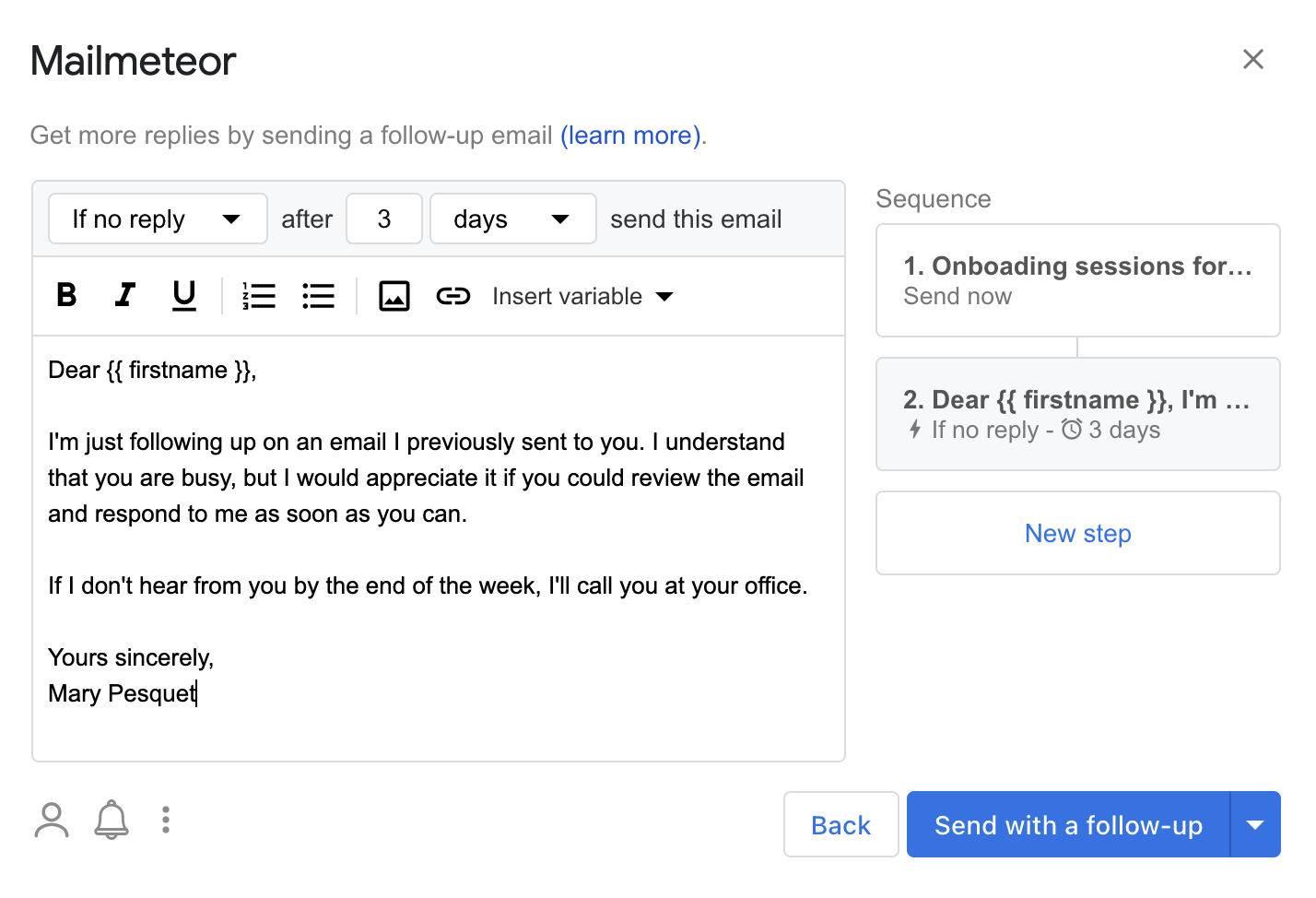 Sending follow-up emails from Google Sheets