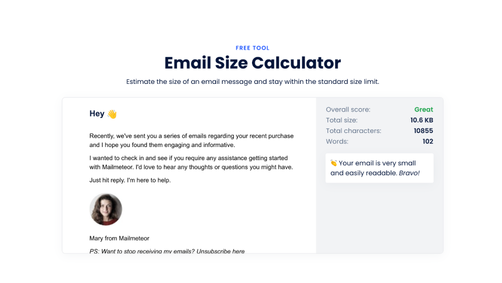 Email Size Calculator