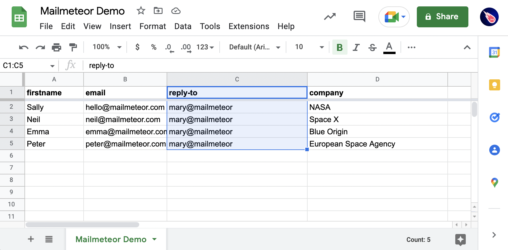 Add a reply-to address in the Google Sheets add-on