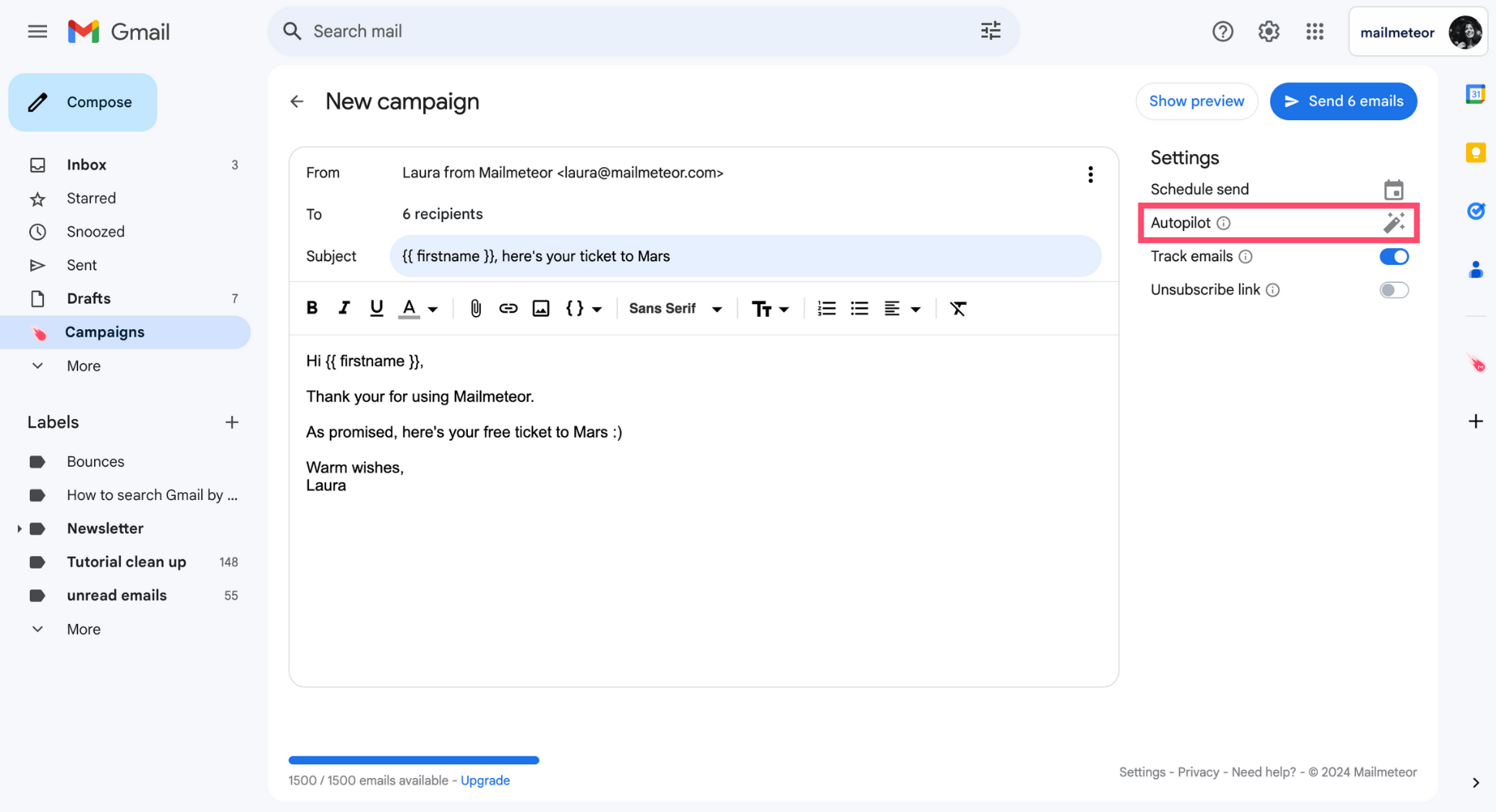 Activate Autopilot in Gmail