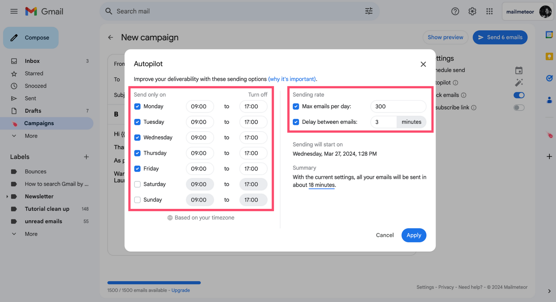 Configure Autopilot in Gmail