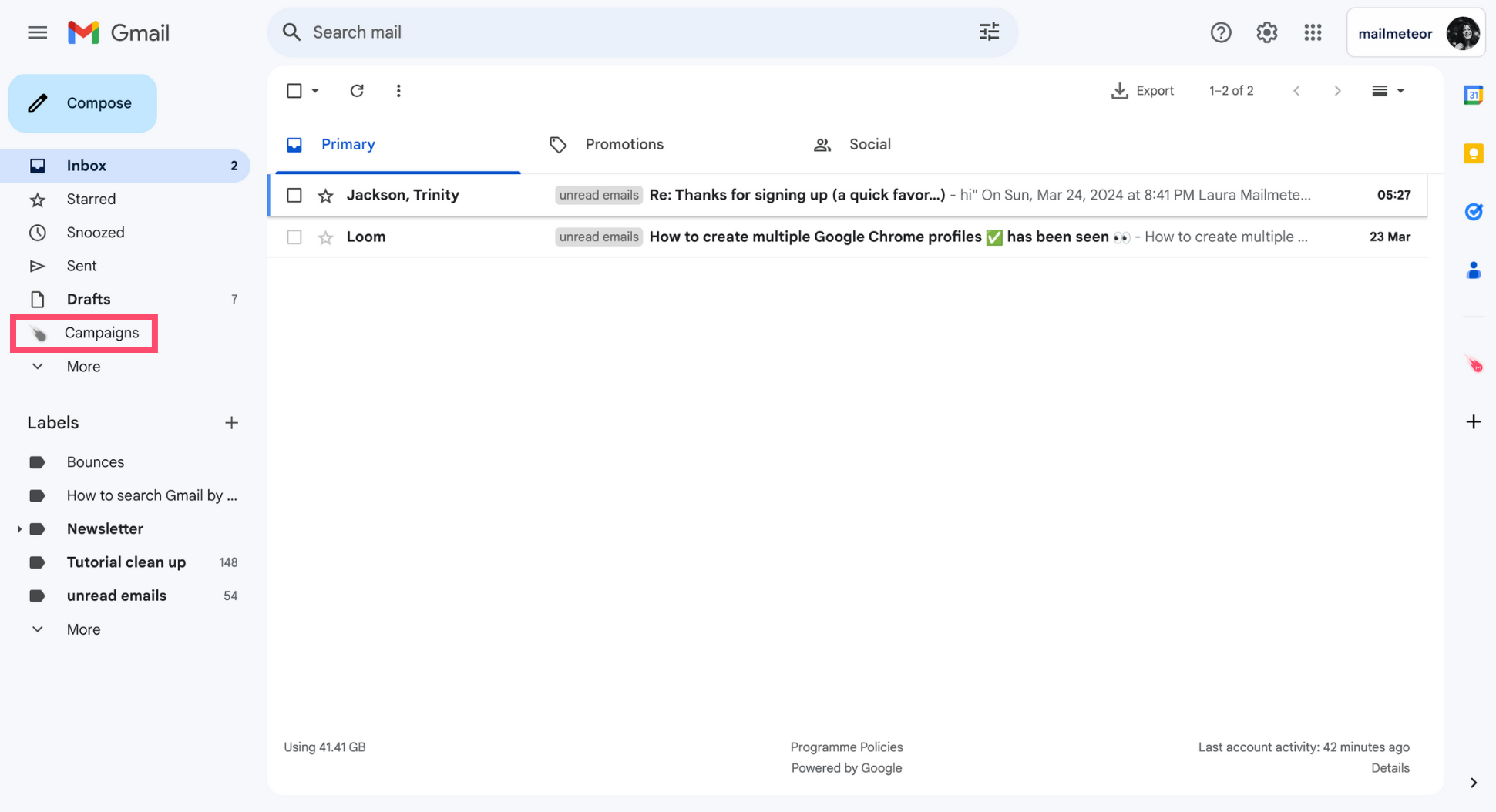 Campaigns tab in Gmail