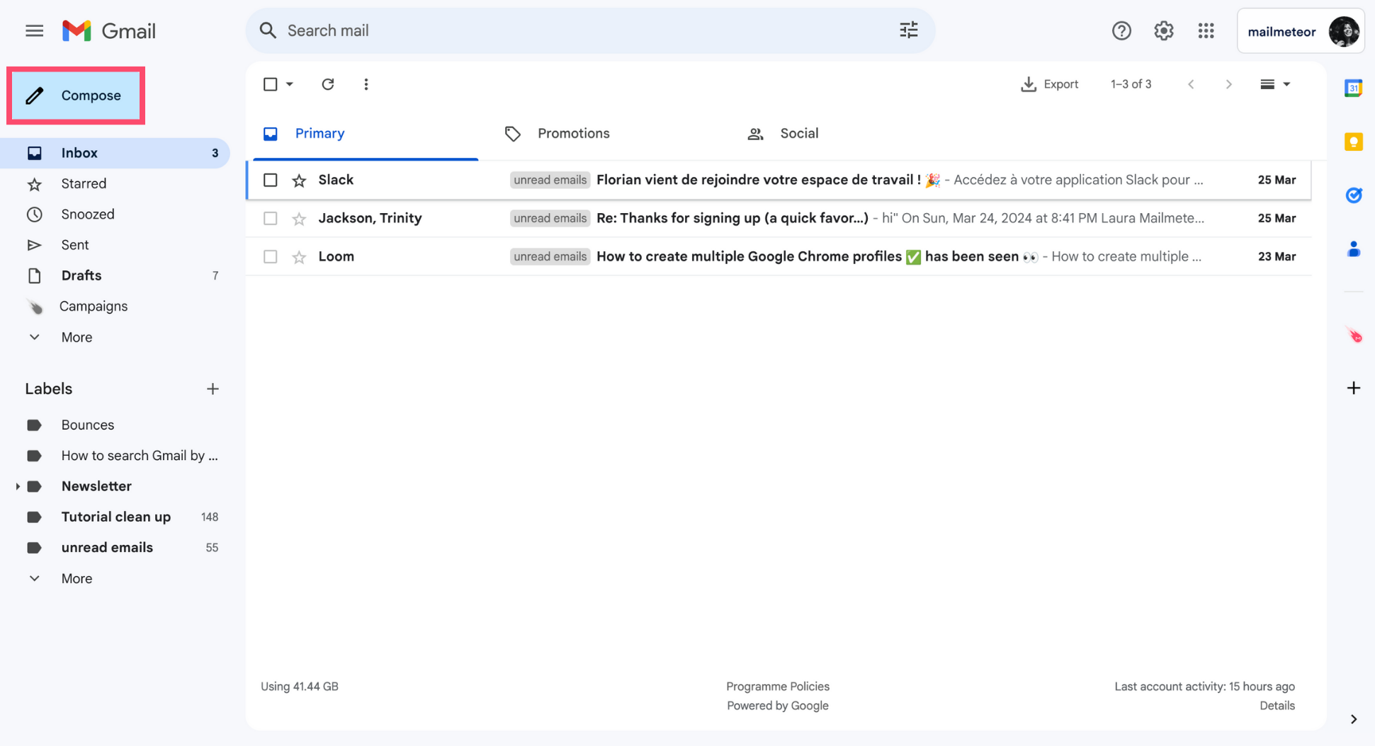 Compose a new email in Gmail