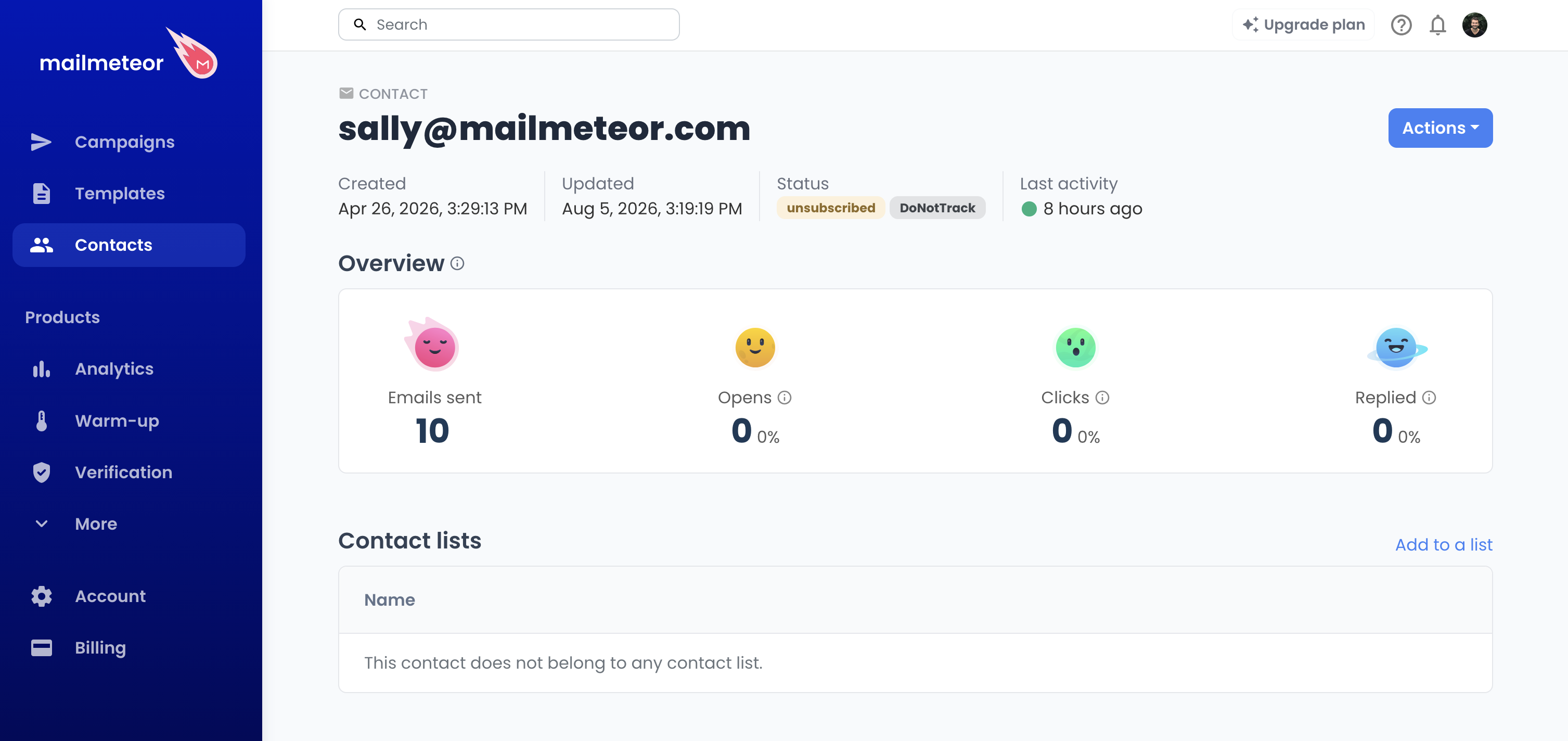 Contact with a DoNotTrack badge