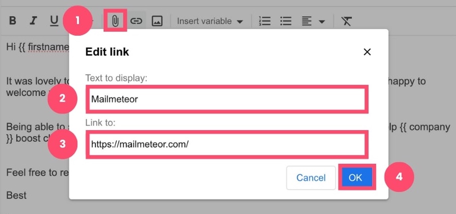 Track clicks on links with Mailmeteor