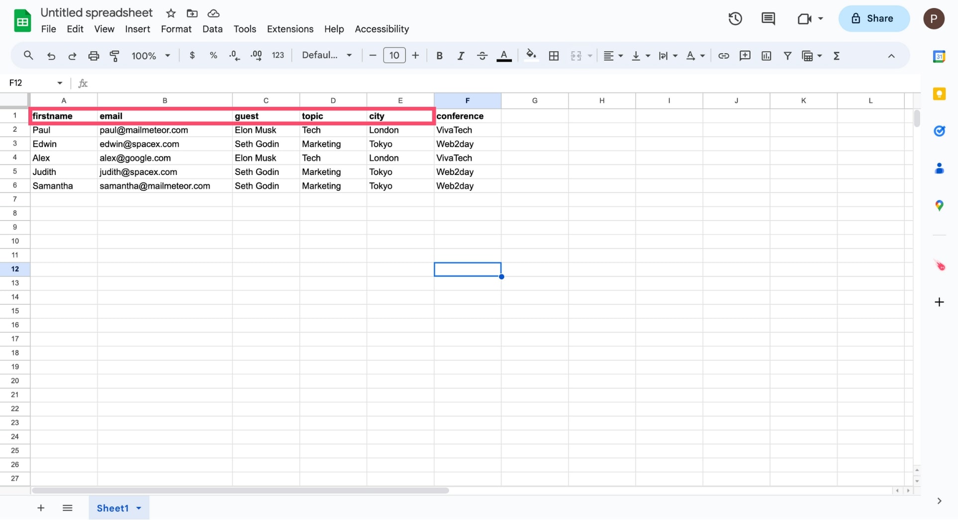 Edit your contact list in Google Sheets