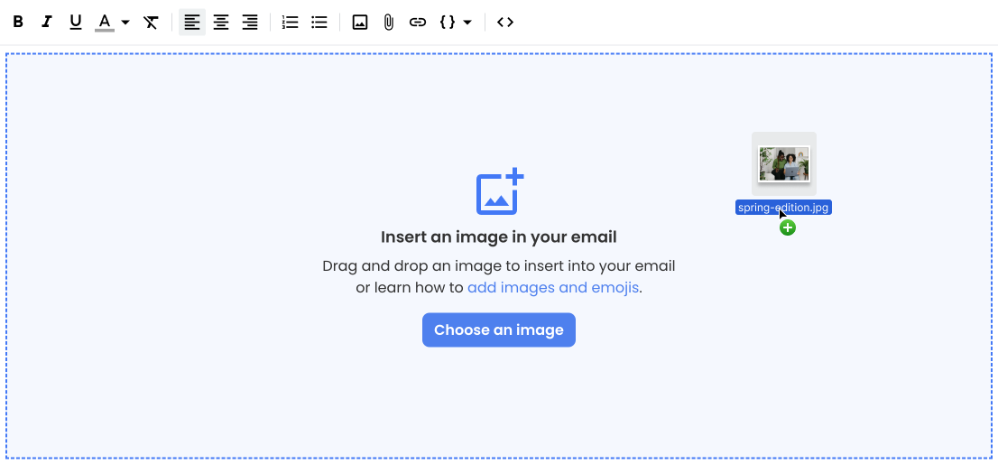 Insert an image in Mailmeteor