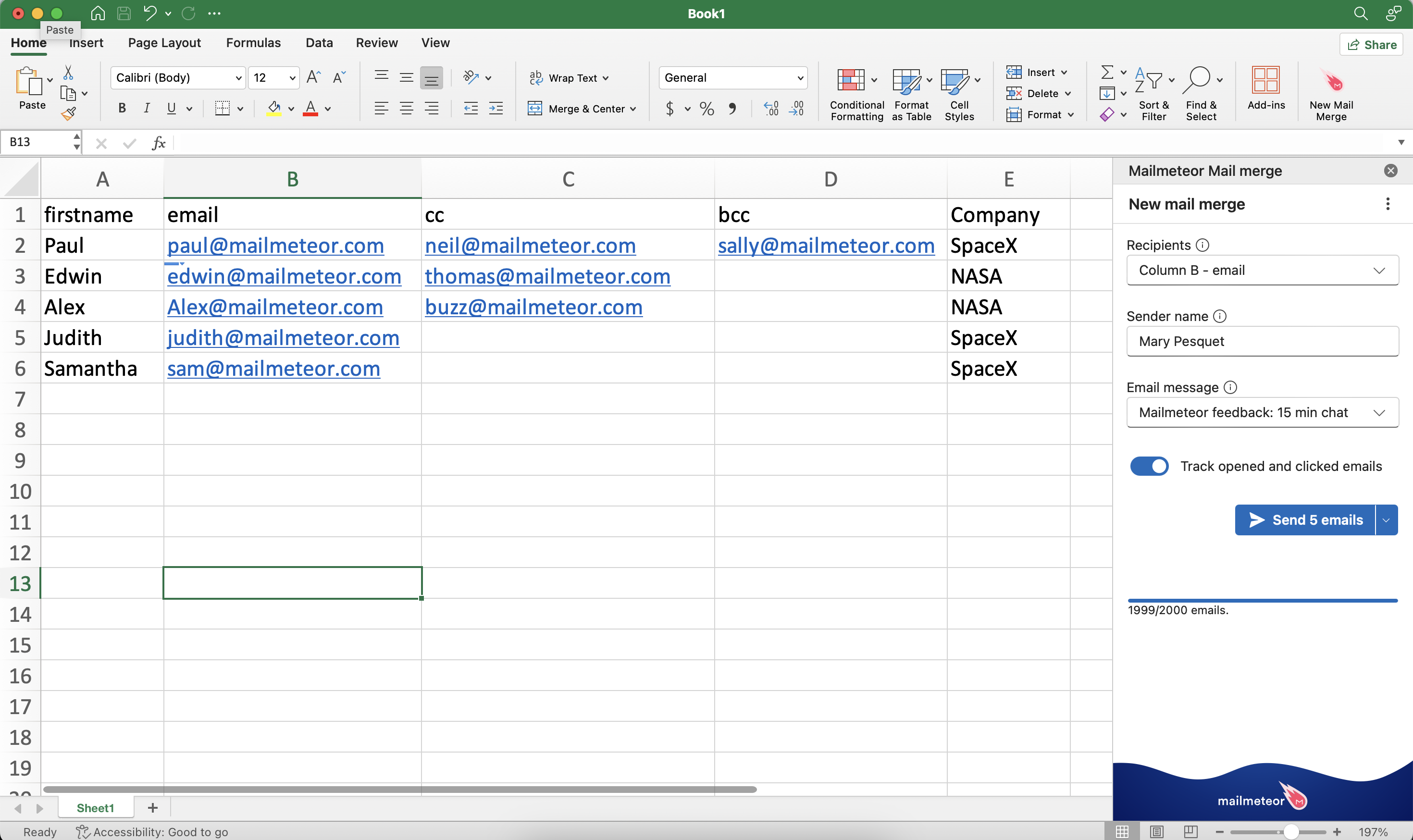 Add cc recipients in Google Sheets