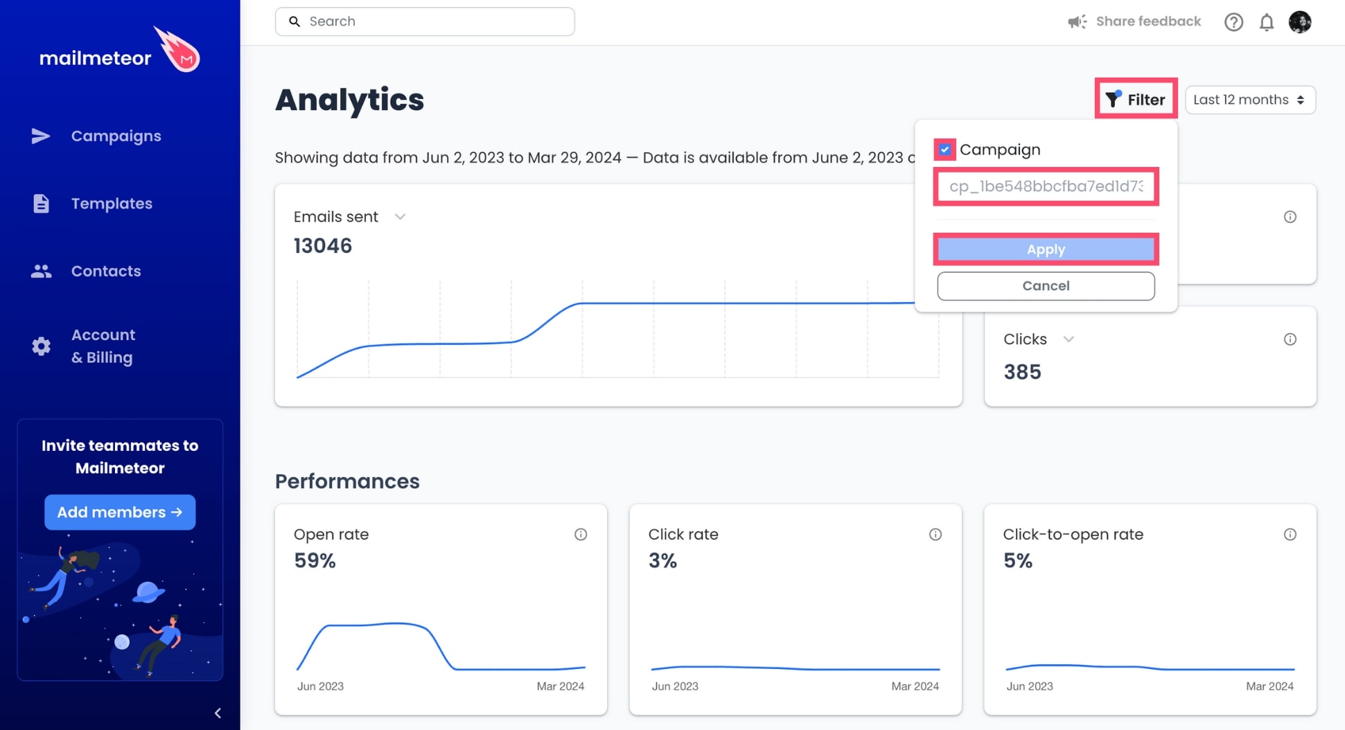 Filter your Analytics per campaign in Mailmeteor