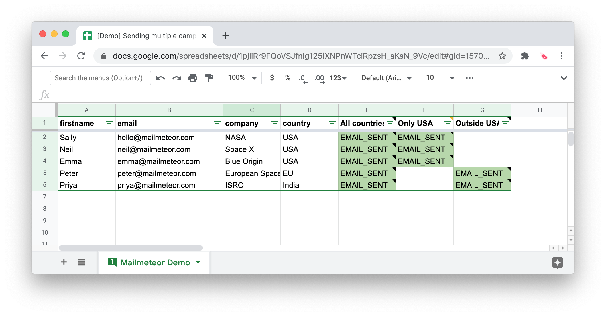 List segment example