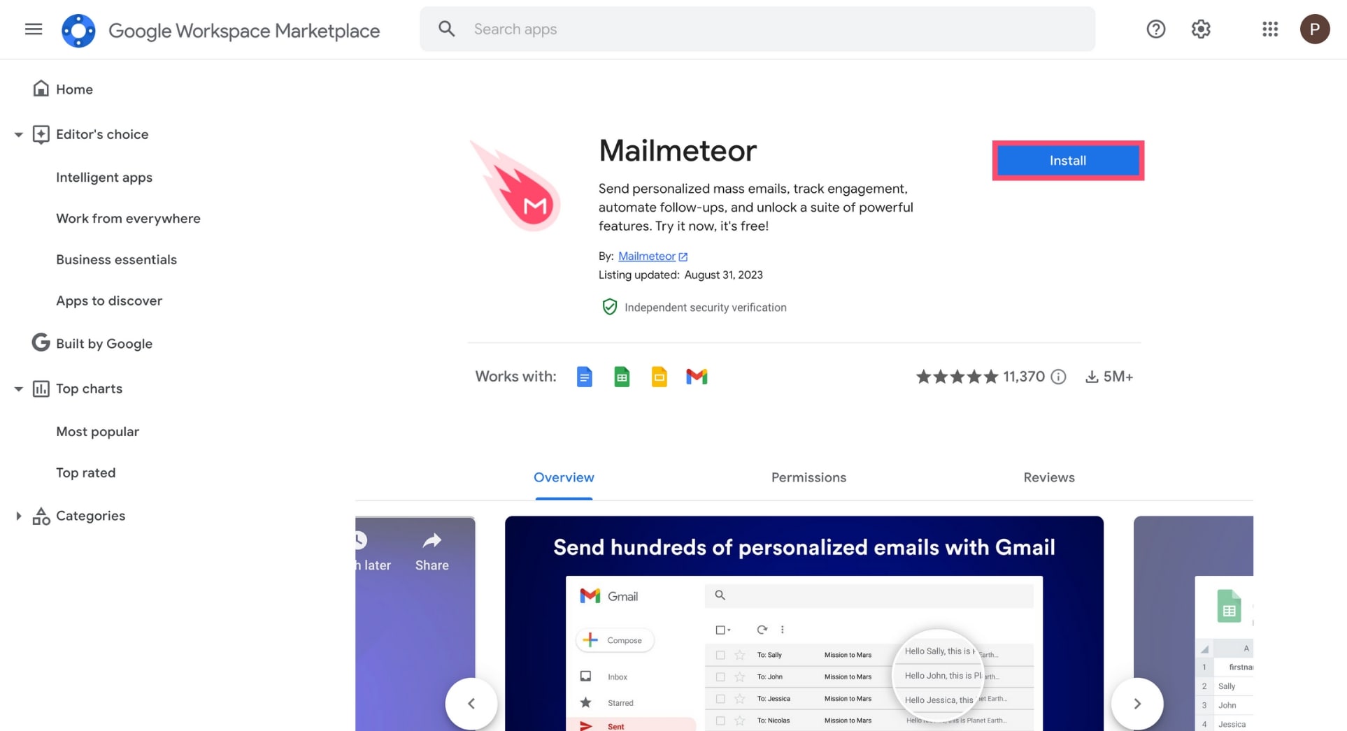 Install Mailmeteor