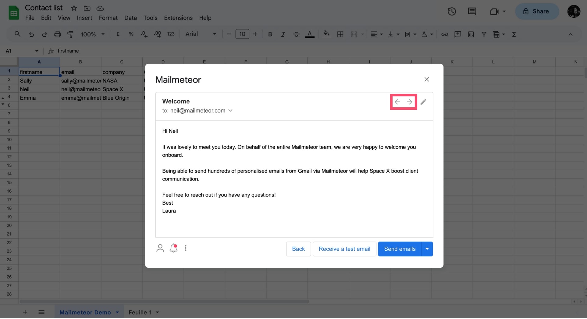 Navigate the Google Sheets rows