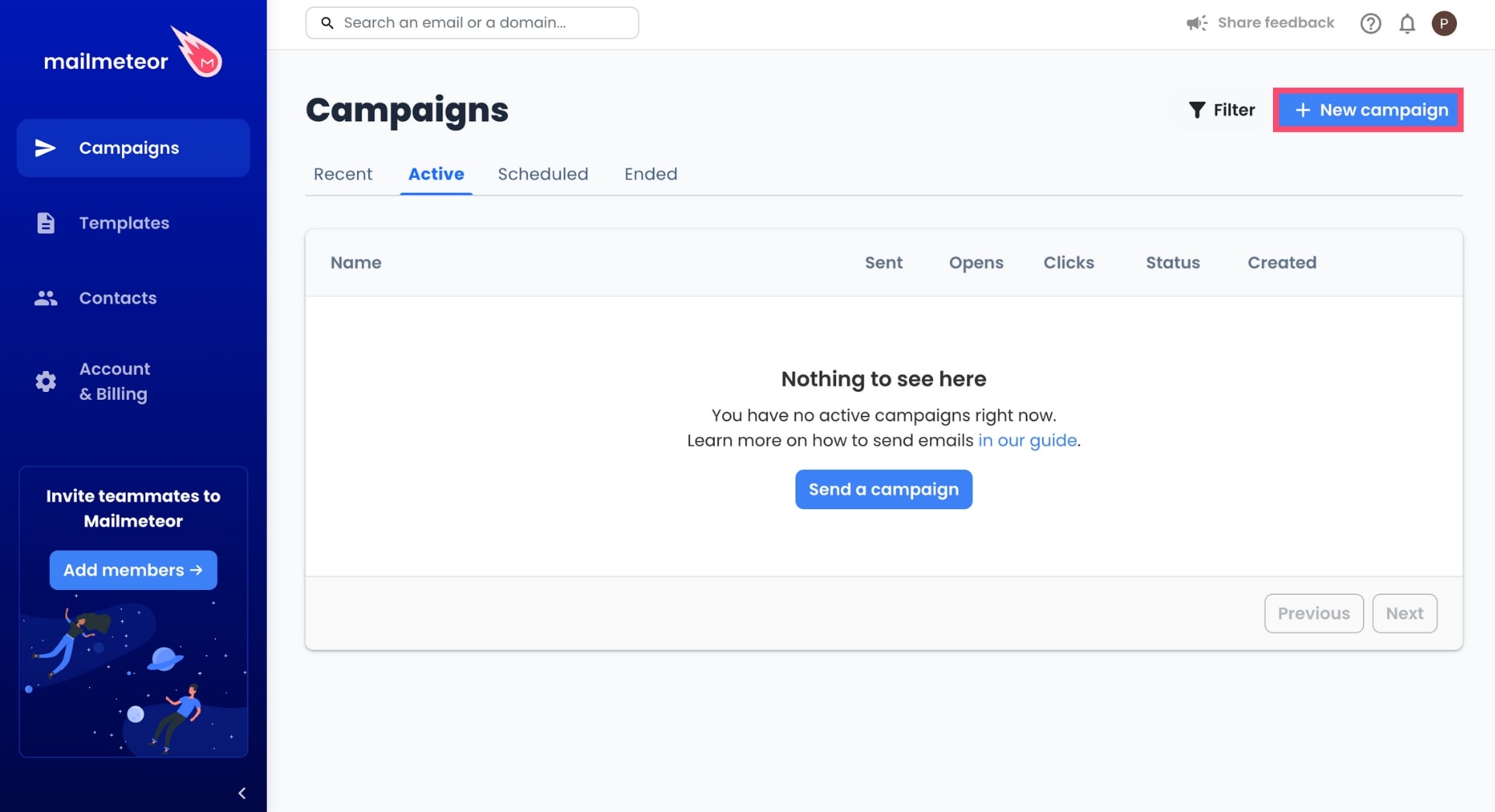 Create a new campaign in the Mailmeteor Dashboard