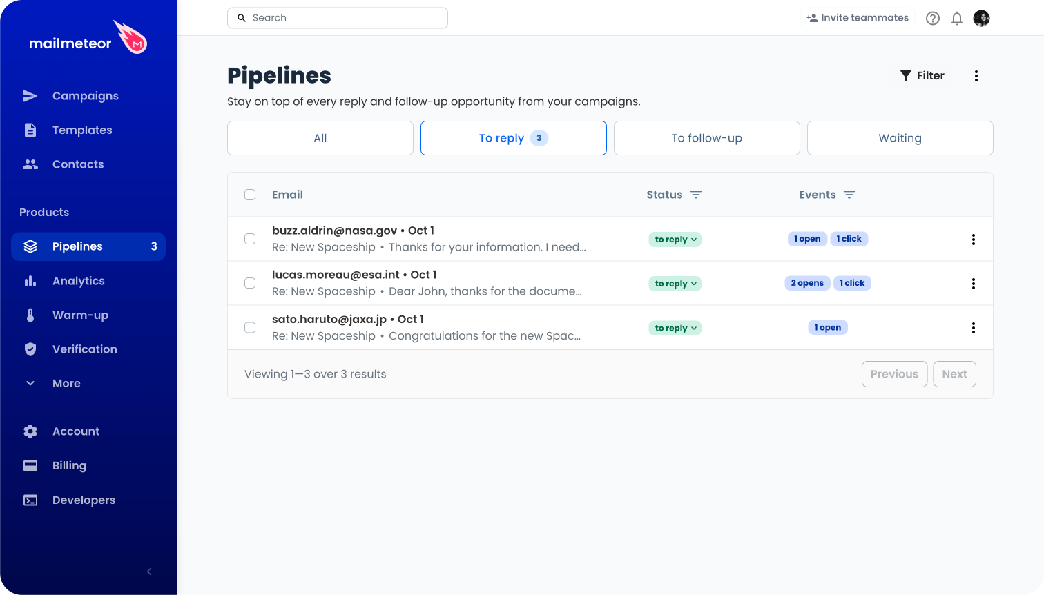 The To reply tab in Pipeline, with its unread counter