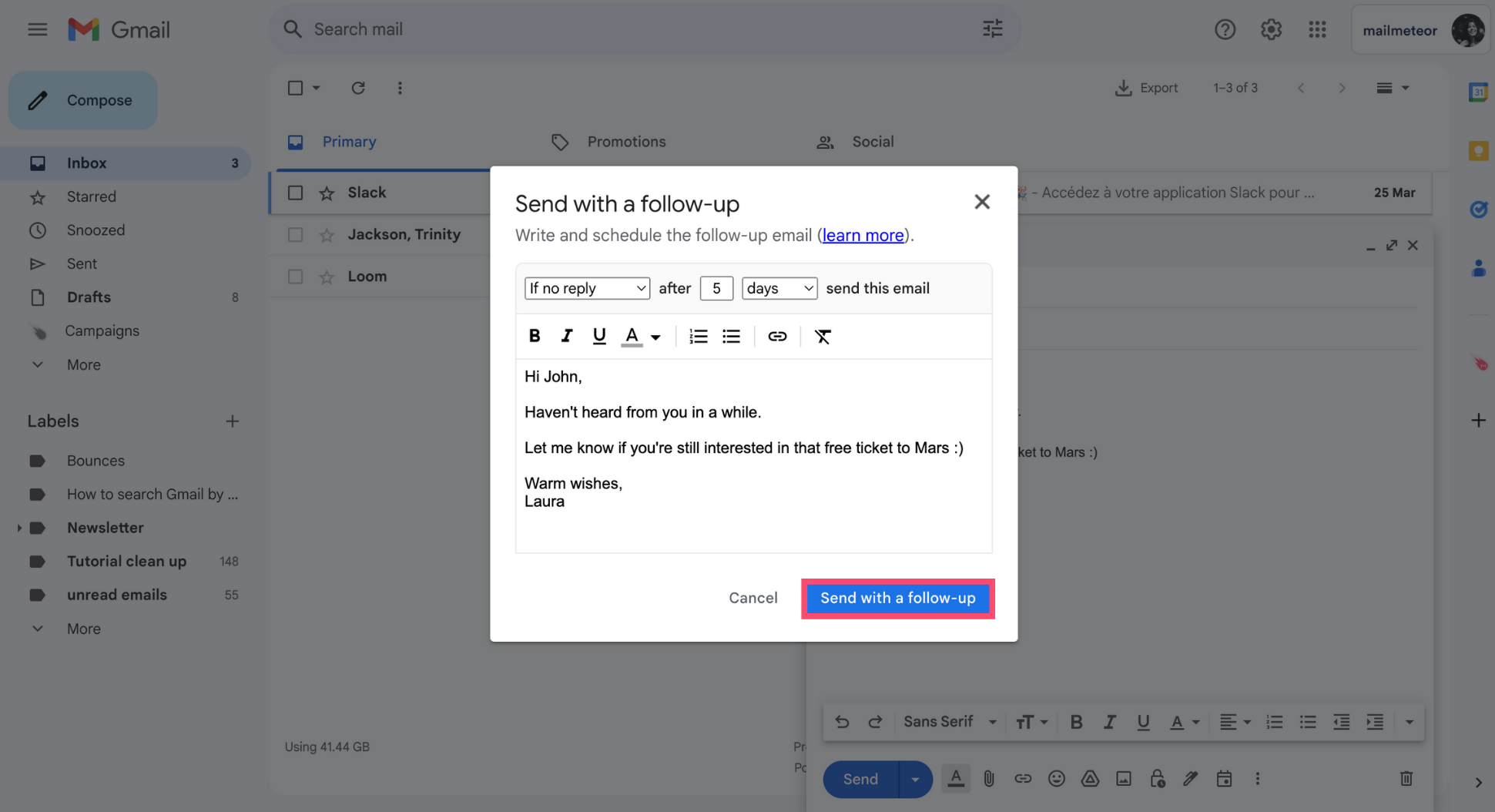 Send your follow-up in Gmail