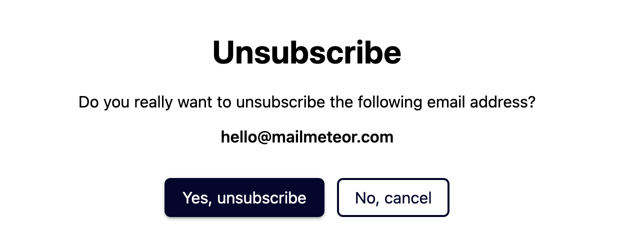 Unsubscribe page