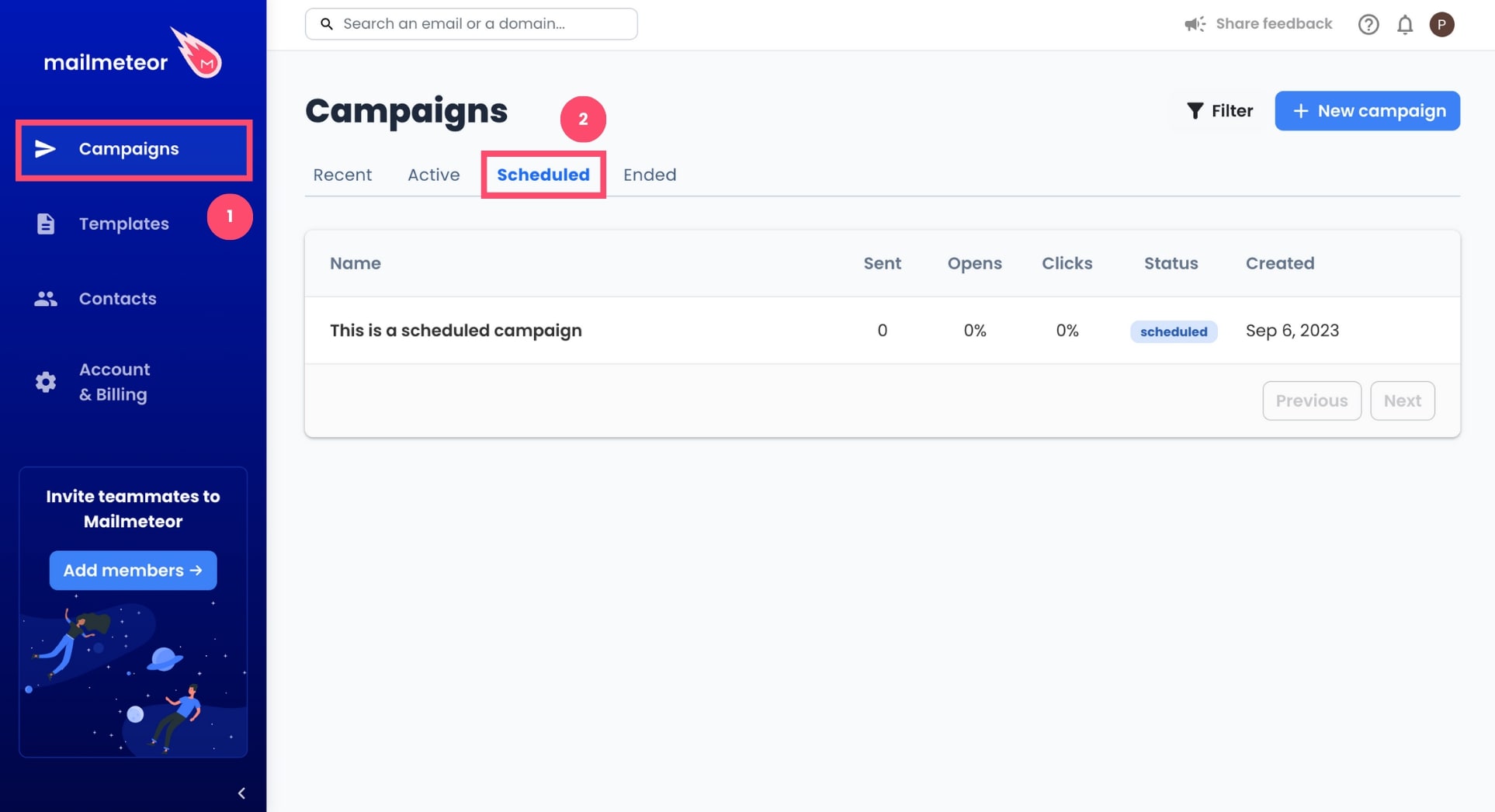 How to view scheduled campaigns in Mailmeteor