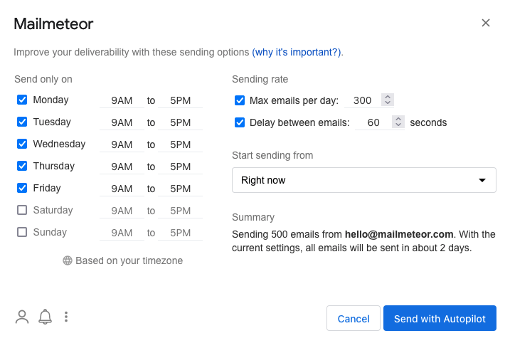 Send with Mailmeteor Autopilot