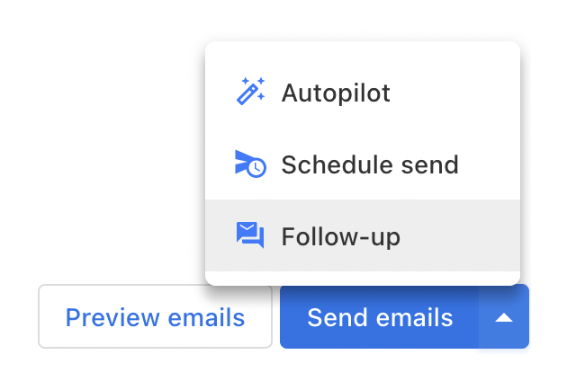 Send with a follow-up button
