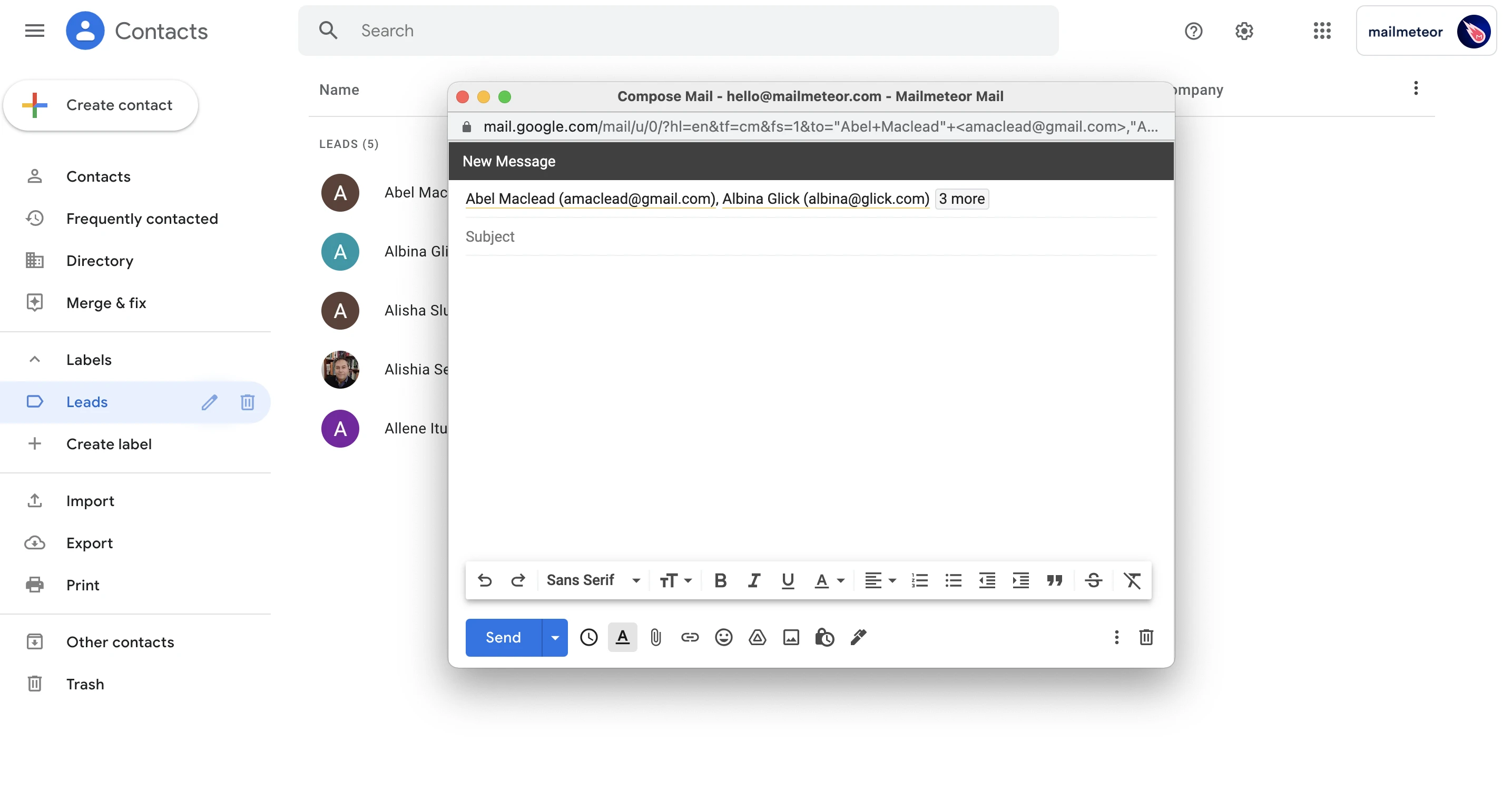 Send emails to a group in Gmail