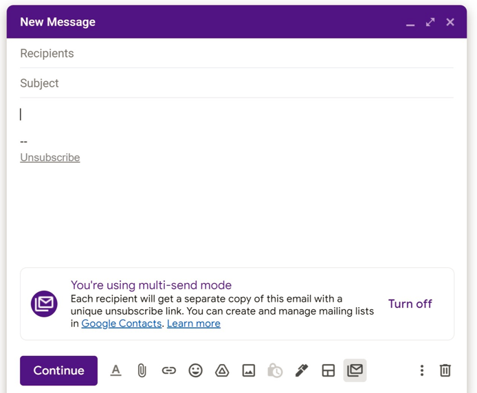 Gmail multi-send mode