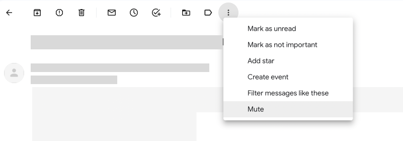 Mute conversation option in Gmail inbox