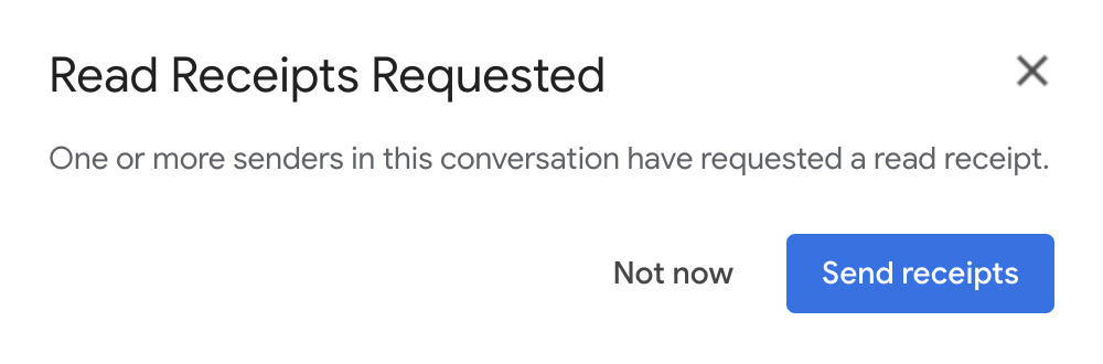 Read receipt prompt in Gmail inbox