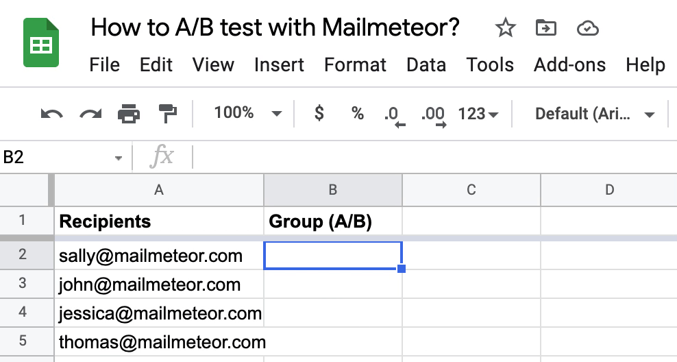 Splitting a mailing list in two groups (group A vs. group B)
