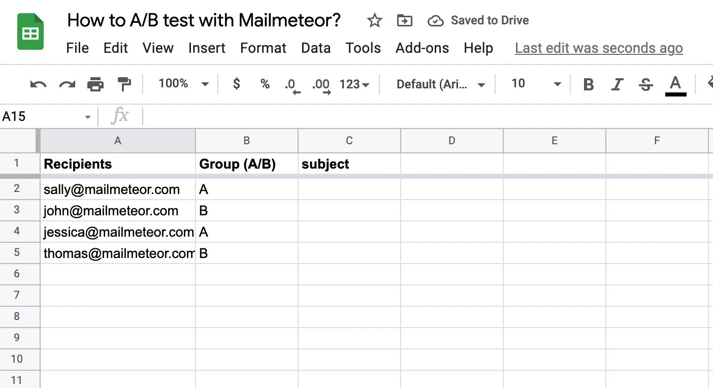 New formulae in Google Sheets to send AB test the subject line
