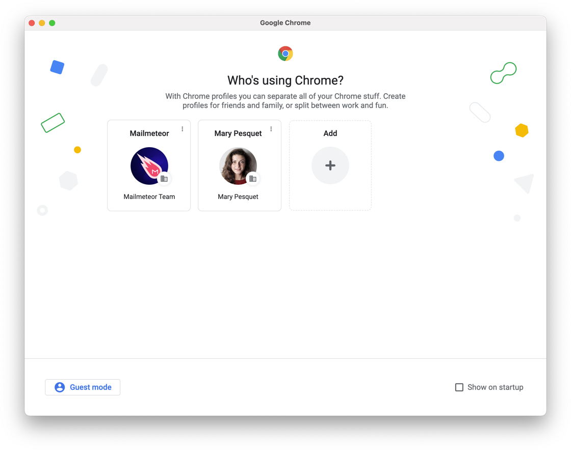 Google Chrome profiles manager