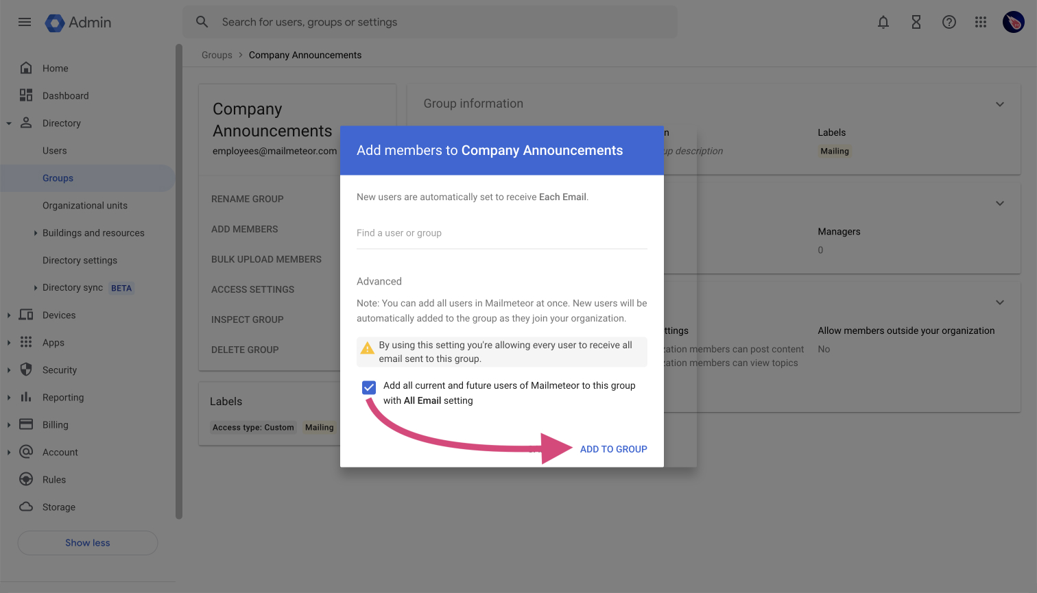 Automatically add and remove members to a group in Google Worskpace