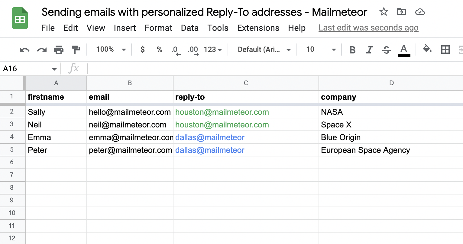 Sending emails with personalized Reply-To addresses in Google Sheets