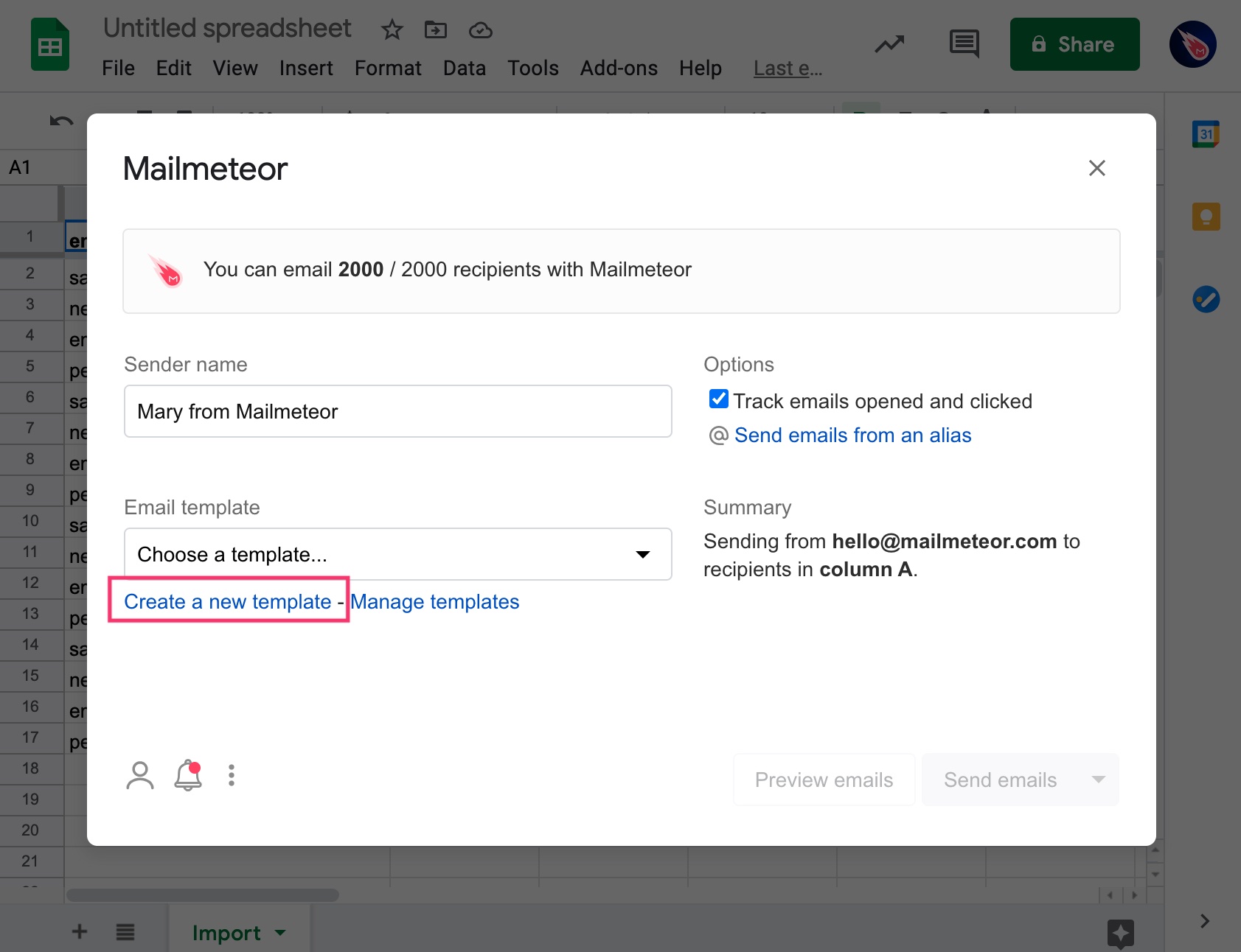Compose an email for a mail merge in Mailmeteor