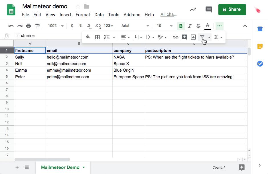 Filter recipients in Google Sheets to follow-up on email conversation