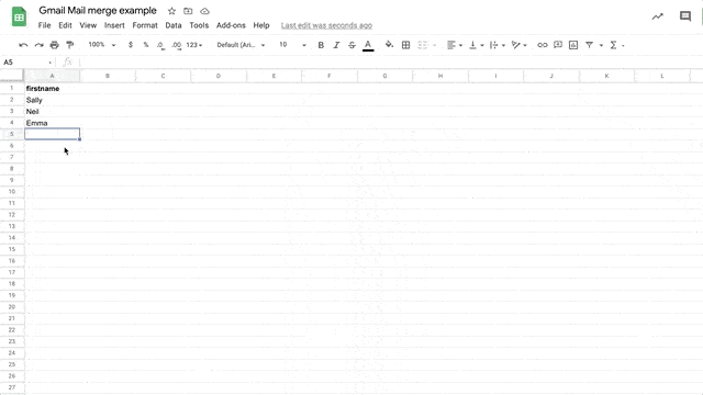 Fill spreadsheet cells to mail merge in Mailmeteor