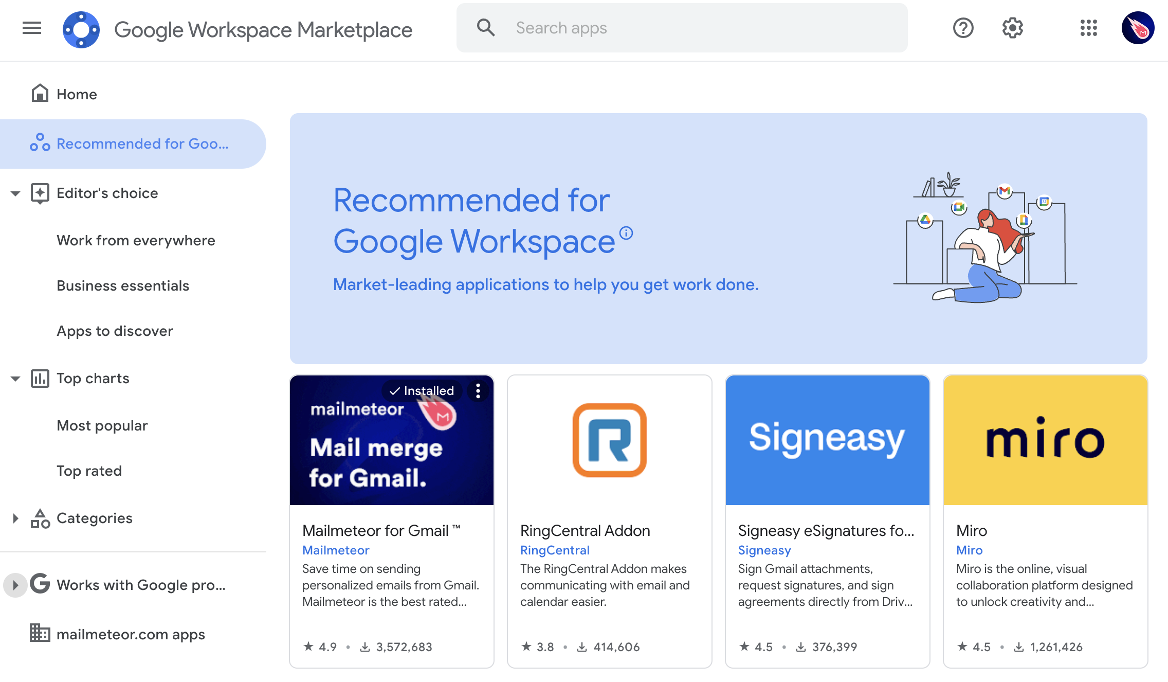 Apps recommended for Google Workspace