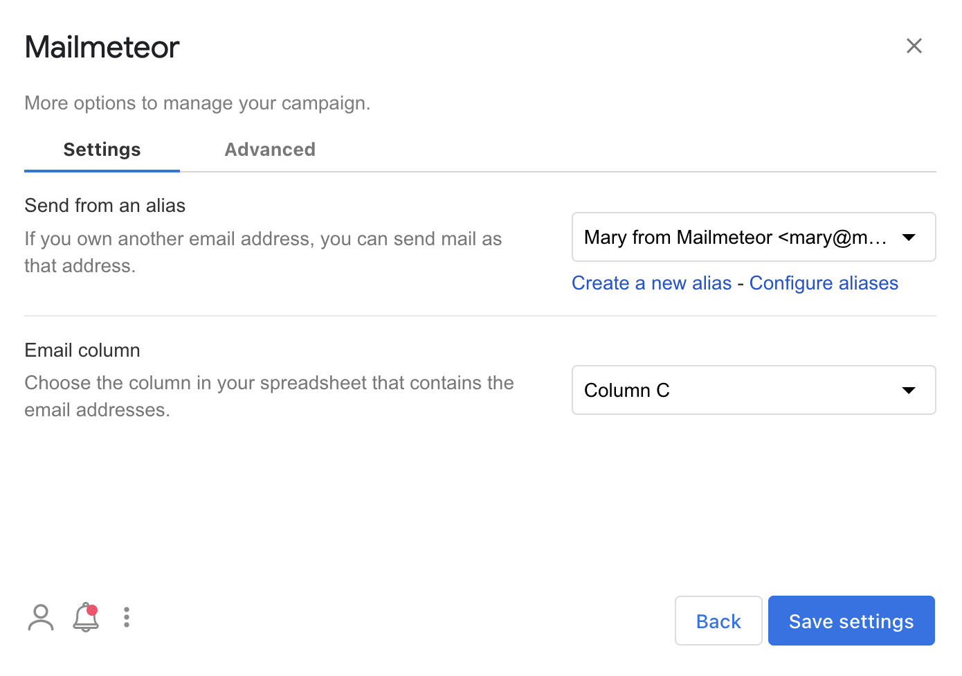Select the email column when performing a mail merge in Google Sheets