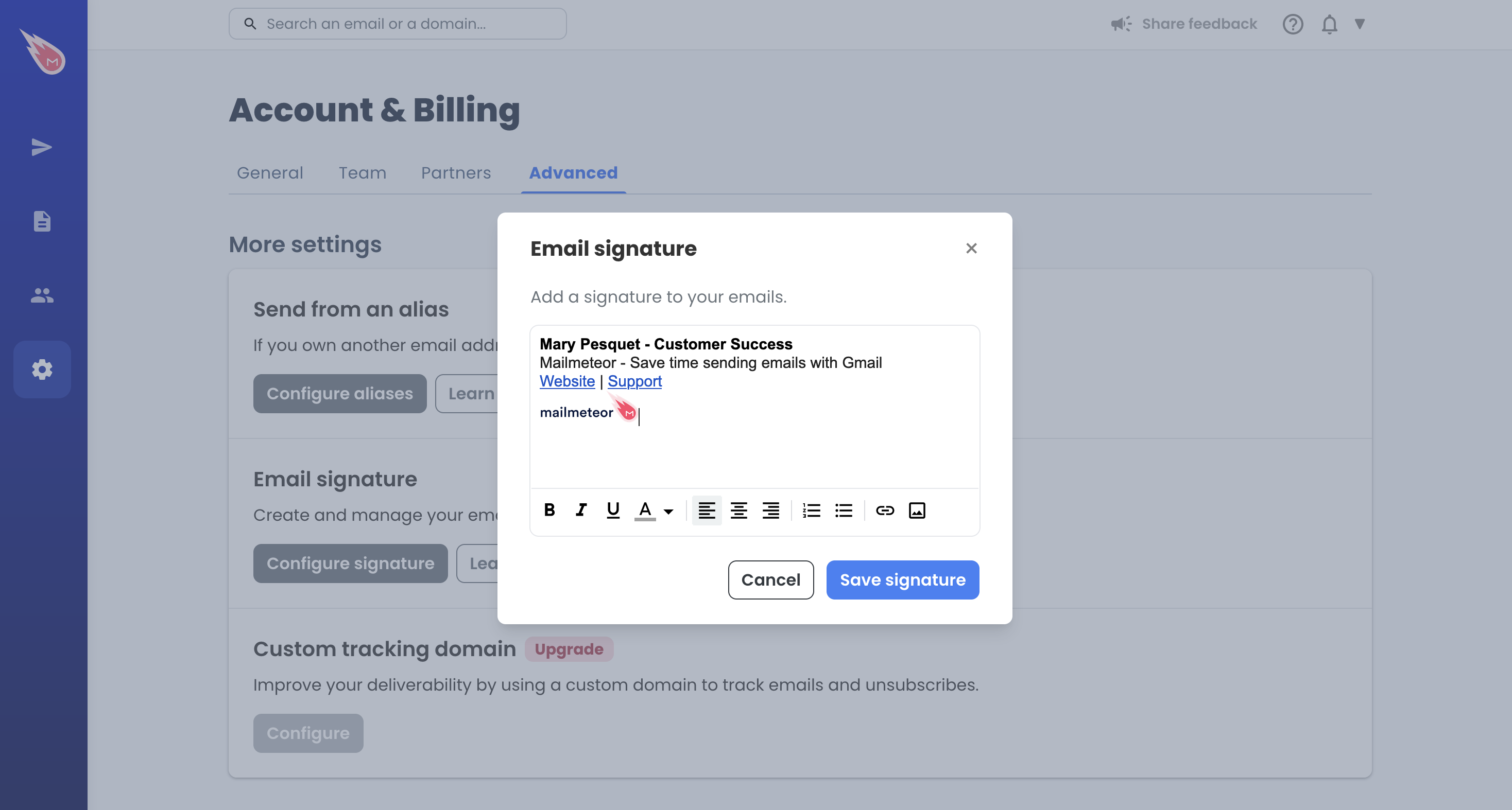 Edit your email signature in Mailmeteor