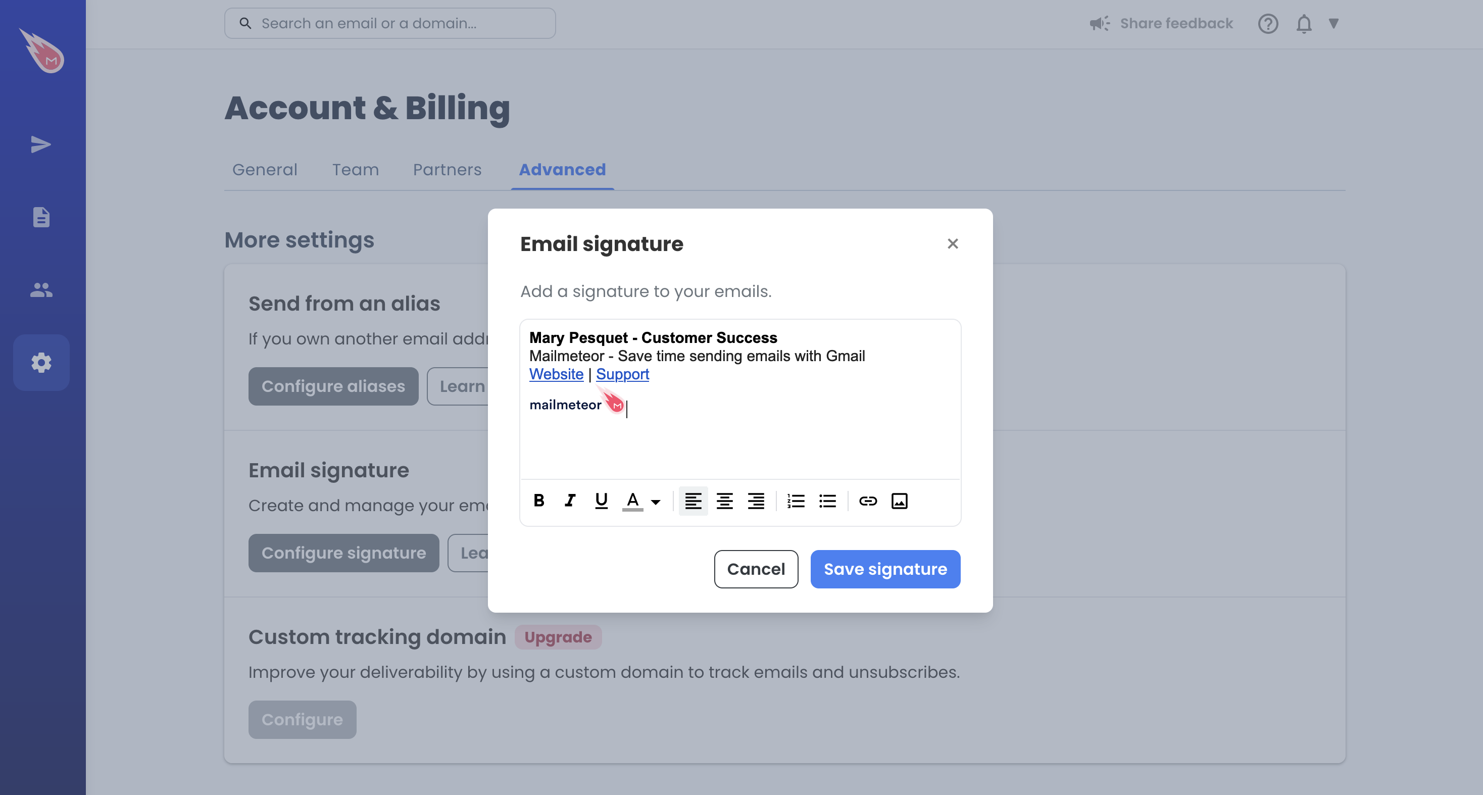 Manage email signatures