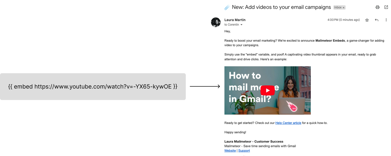 Embed video into your emails with Mailmeteor