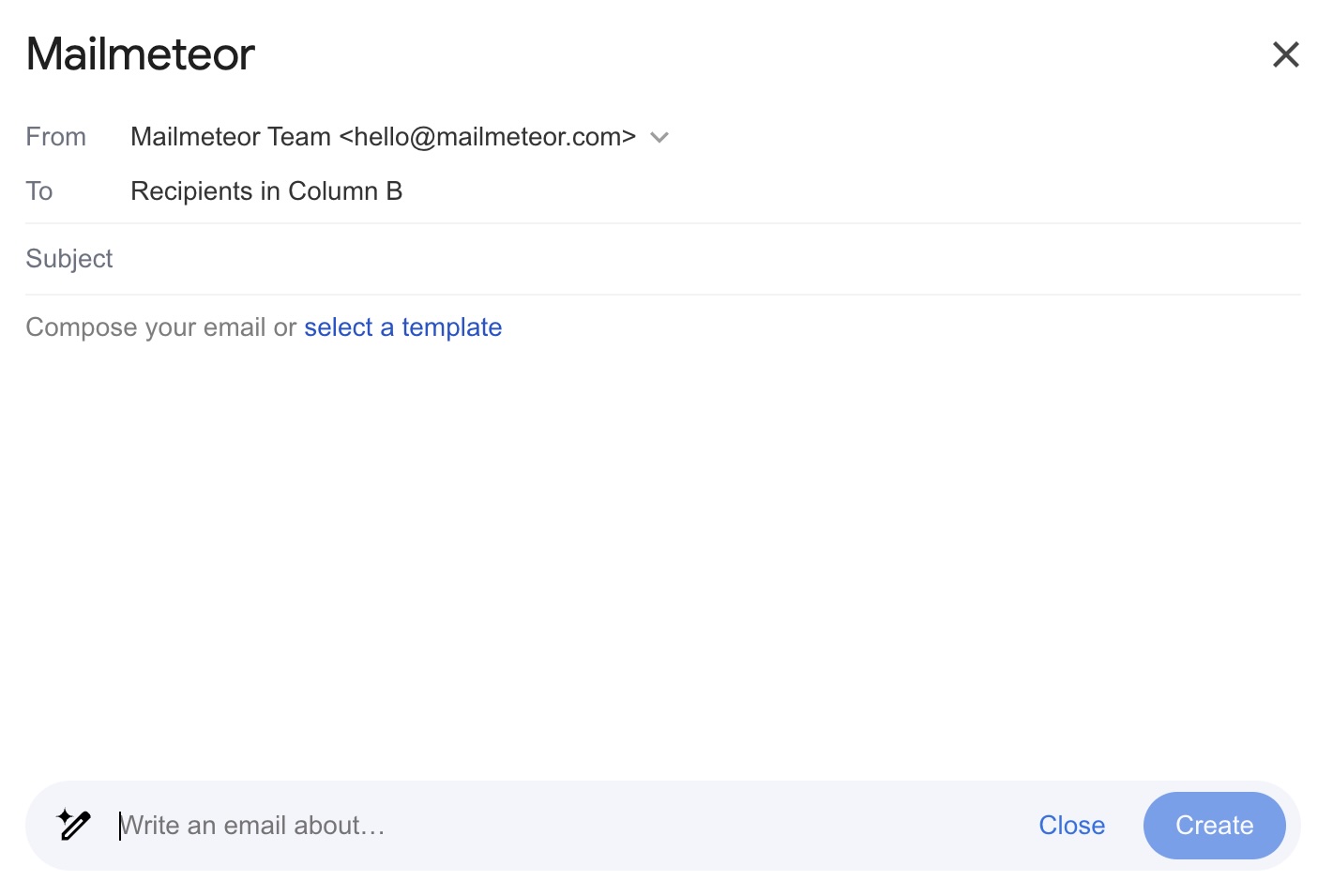 Prompting the AI Email Writer inside Mailmeteor