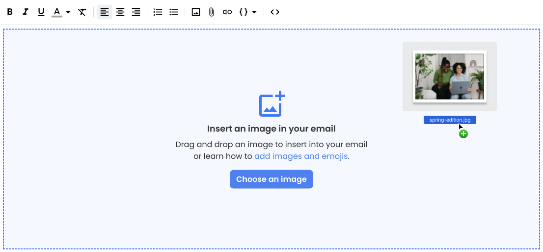 Insert an image into your email when sending a mail merge