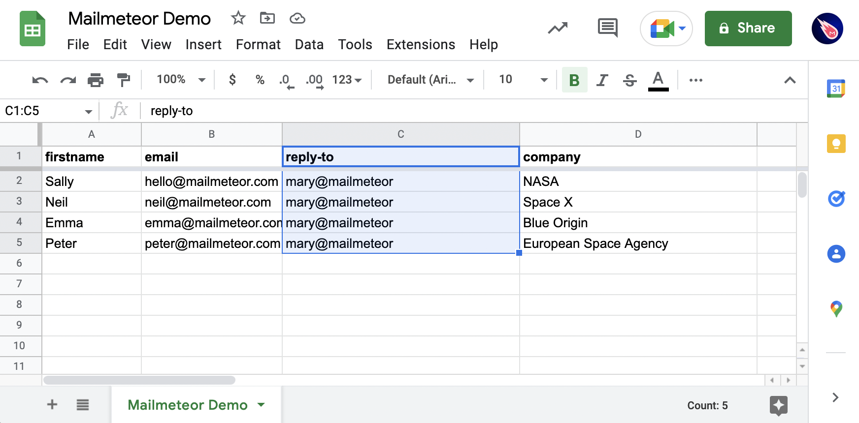Mail merge with a reply-to in Google Sheets