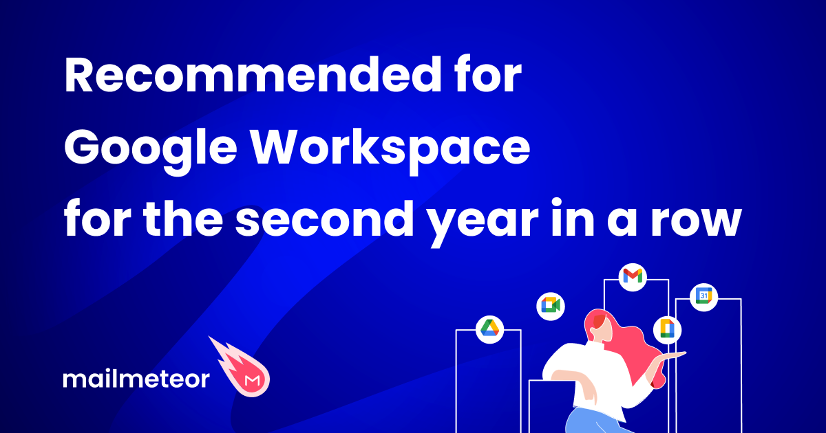 Mailmeteor selected for second year in a row as a Recommended for Google Workspace app