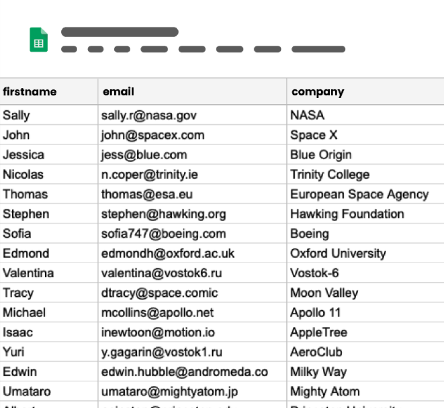 Prepare your email list in Google Sheets