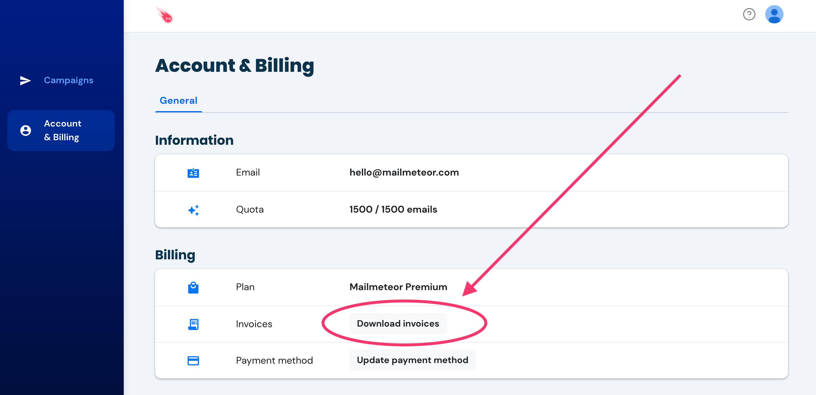 How To Download Your Invoices Mailmeteor Support Help