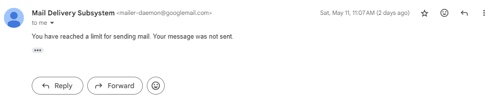 You have reached a limit for sending email