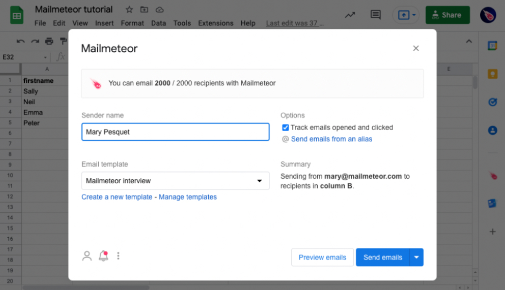 Mail merge for Google Sheets