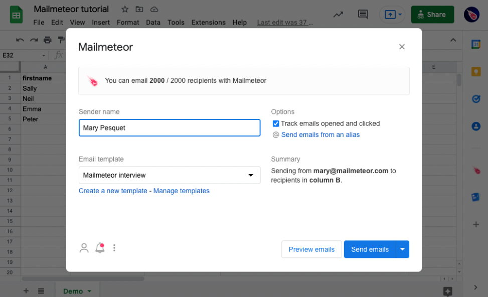 Mail merge for Google Sheets